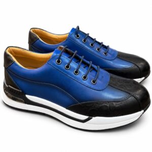 Blue Leather Sneaker Shoes for Men