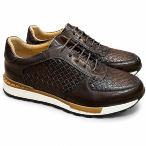 Brown Leather Sneaker Shoes for Men