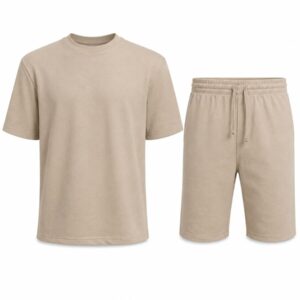 Cream Shorts and T-Shirt 2 Piece Outfit for Men
