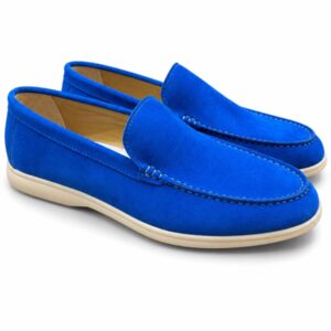 Home 51 Blue Suede Loafers - Men's Casual Shoes - Casual Smart Wear