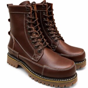 Brown Raised Leather Boots for Men