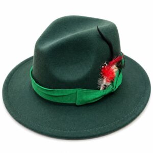Classic Emerald Green Fedora-Style Hat