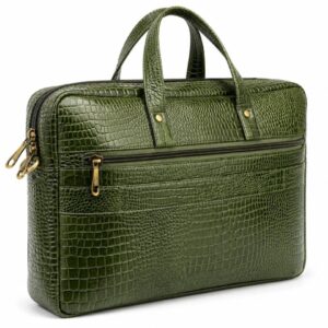 Green Leather Laptop Bag - Document Bags - Office Bags