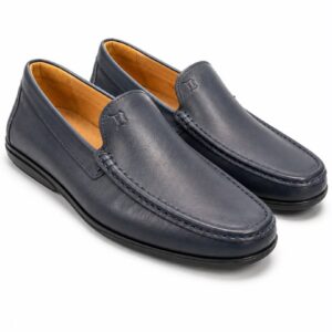 Navy Blue Moccasins for Men - Men's Leather Shoes