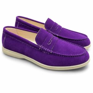 Home 41 Purple Daisy Loafer Shoes with a Cream Sole - Men's Casual Shoes