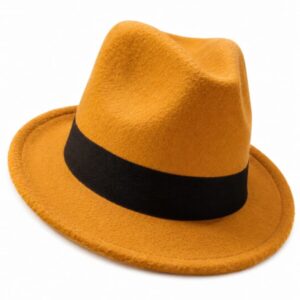 Brown Teardrop Creased Crown Fedora Hat with Short Brim