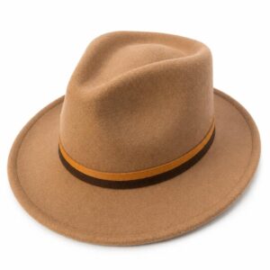 Camel-Brown Teardrop Fedora Hat