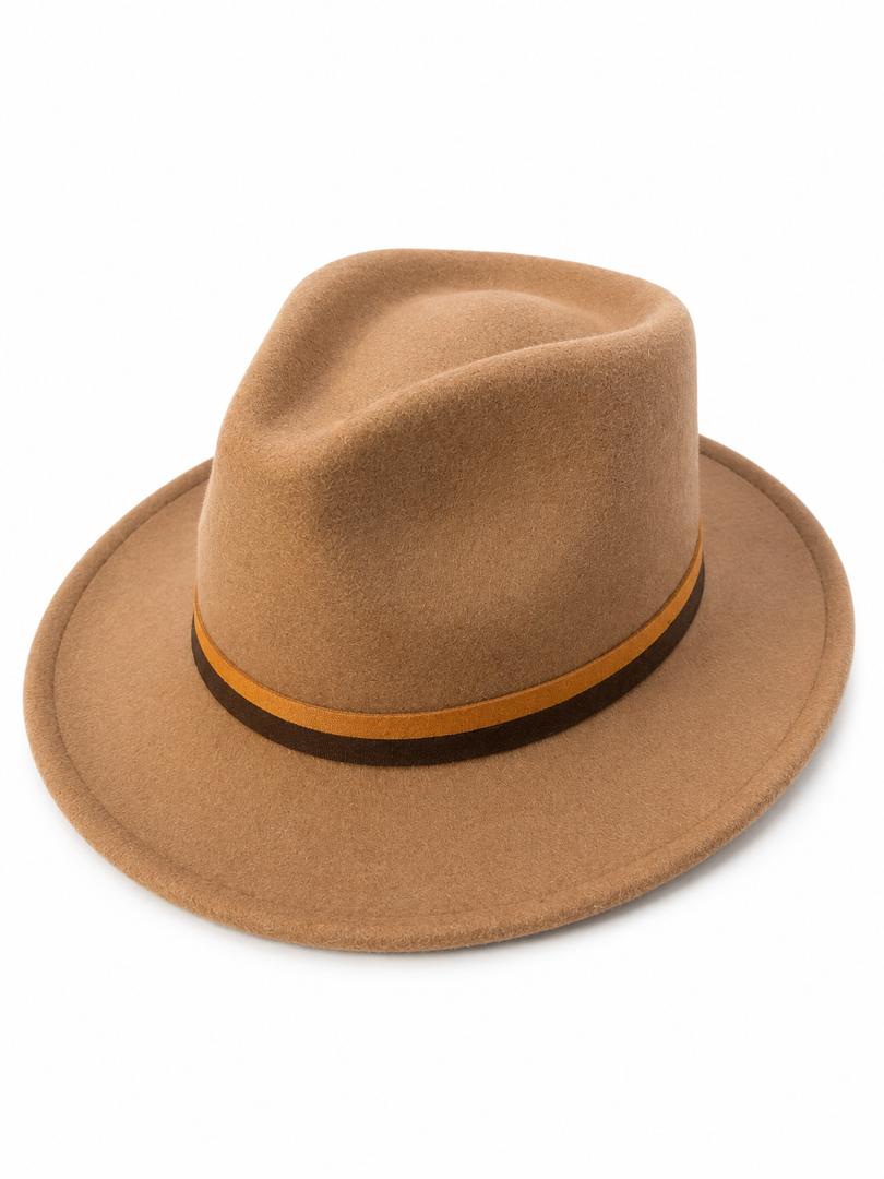 Camel-Brown Teardrop Fedora Hat 1 Camel-Brown Teardrop Fedora Hat