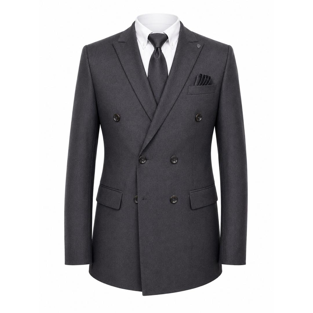 Charcoal Black Double-Breasted Blazer 1 Charcoal Black Double-Breasted Blazer
