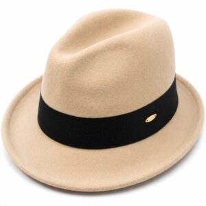 Classic Beige Wool Felt Fedora Hat
