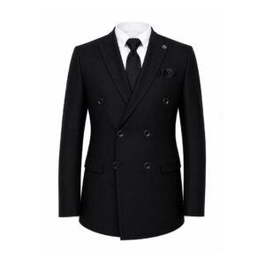 Classic Black Double-Breasted Blazer Jackets