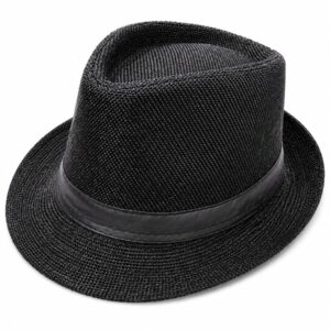 Classic Black Straw Fedora Hat