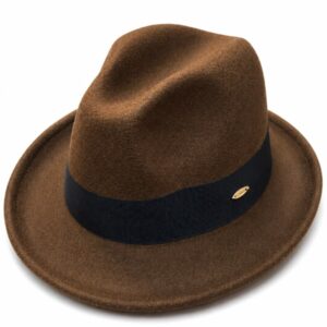 Classic Dark Brown Wool Felt Fedora Hat - Men's Hats