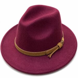 Classic Felt Fedora Hat for Men in Rich Burgundy Colour