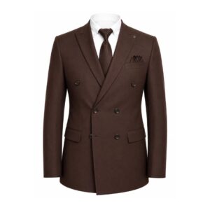 Home 63 Coffee Brown Double- Breasted Blazer