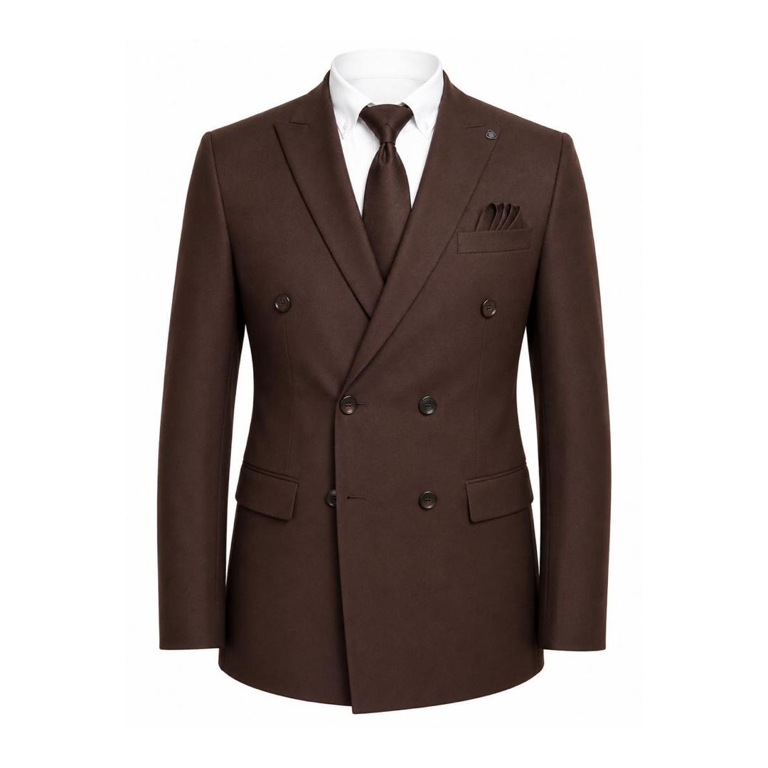 Coffee Brown Double- Breasted Blazer 1 Coffee Brown Double- Breasted Blazer