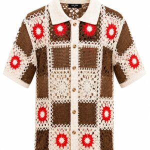 Colourful Knitted Shirt - Short Sleeved Shirts -Crochet Shirts