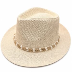 Creme Short-Brim Straw Fedora Hat