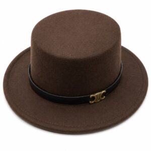 Dark Brown flat-top boater style fedora hat