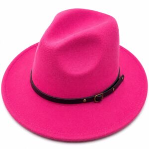 Hot Pink Wool Felt Fedora Hat
