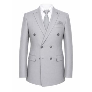 Light Gray Double-Breasted Suit Jacket