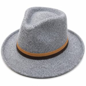 men's light grey melange fedora hat