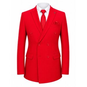 Home 31 Modern Double-Breasted Blazer with a Matching Tie and Pocket Square