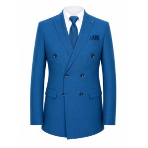 Sharp Blue Double-Breasted Blazer Jacket