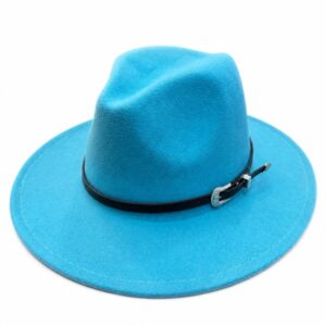 Turquoise Wool Felt Fedora Hat