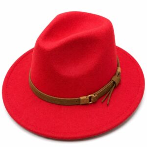 Vibrant Red Felt Fedora Hat