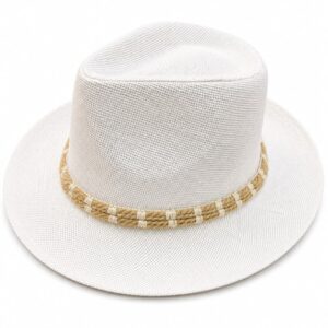White Short-Brim Straw Fedora Hat