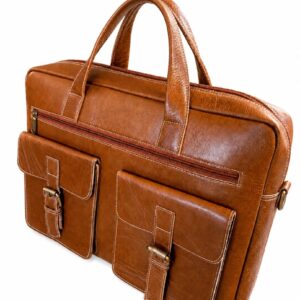 Brown Leather Laptop Portfolio Briefcase - Leather Laptop Bags for Office