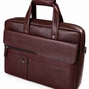 Deep Brown Briefcase Laptop Bag for Men - Office Bags - Leather Material
