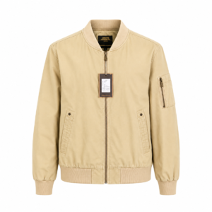 Beige Men's Jacket - Luxury Wear for Men - Beige Bomber Jacket Catalog Display