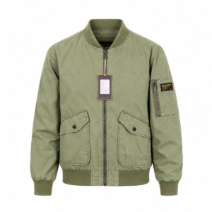 Olive Utility Bomber Jacket Product Photo